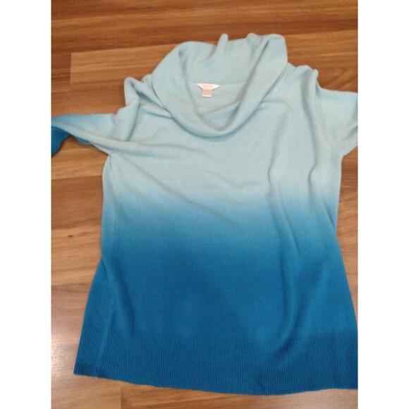 Christopher & Banks Sweater Large Womens Blue Ombré Cowl Neck Lightweight - Picture 10 of 12